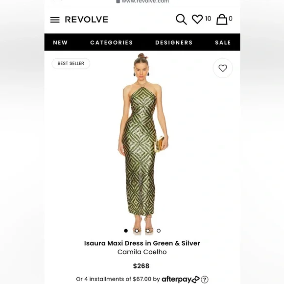 isaura maxi dress in green & silver Camila Coelho Maxi Green & Silver - Isaura by Camila Coelho
